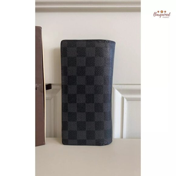 Authentic Louis Vuitton Damier Graphite Coated Canvas Leather Brazza Wallet 2008 - Picture 3 of 13